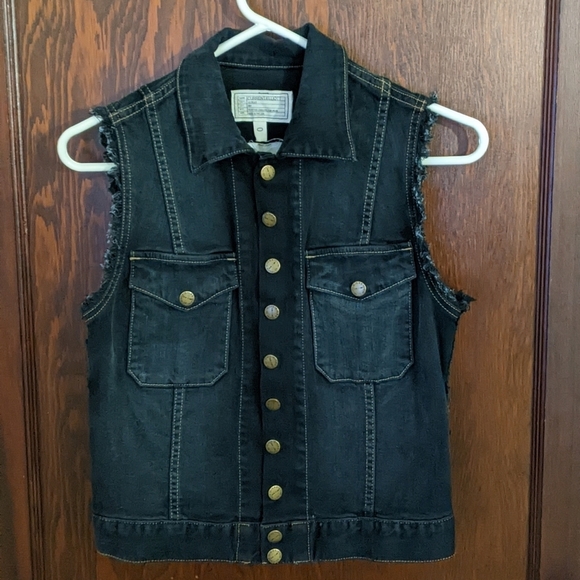 Current/Elliott Black Denim Vest - Picture 1 of 14